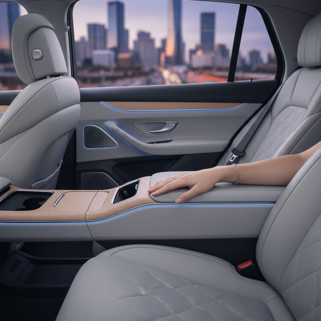 Comfortable luxury vehicle interior for premium transfers