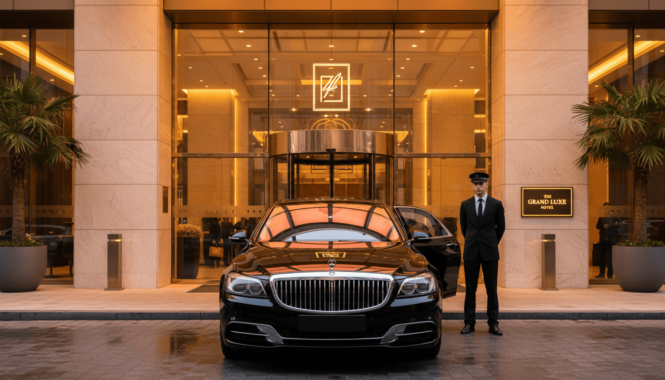 Premium black sedan with professional driver at luxury Punta Cana resort