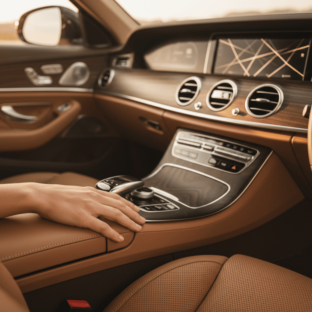 Luxury sedan with professional driver ready for premium transfer service